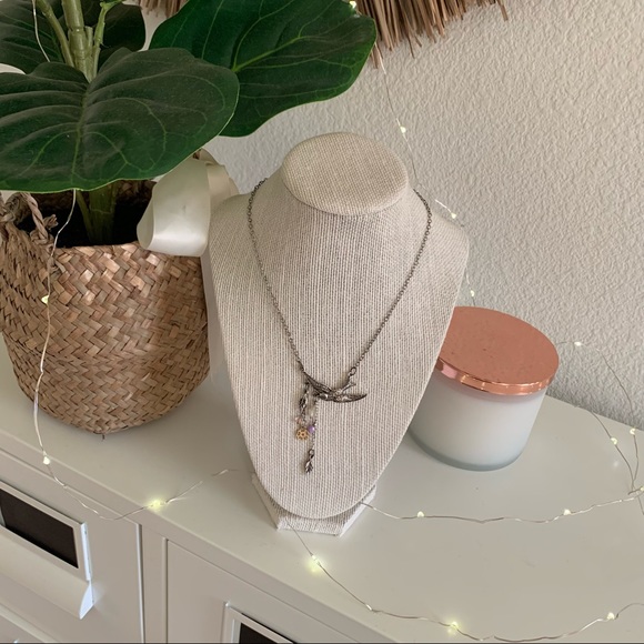 ๐ชด$5/25๐ชด vintage american eagle AE silver bird charm beaded pendant necklace - Picture 4 of 7